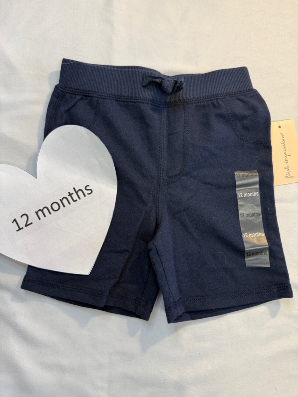 First Impressions - NWT - pull on cotton shorts. Size 12 months